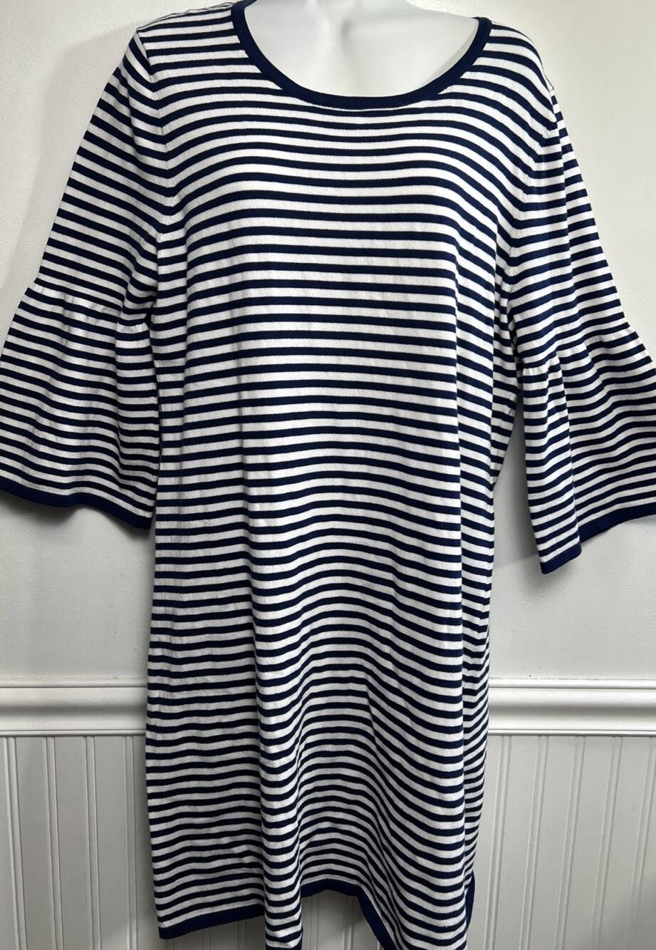 Sail to Sable STS Blue White Striped Shift Dress XL Nautical Resort Preppy Beach